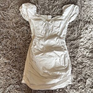 Baby boo White Mini Dress with Puff Sleeves